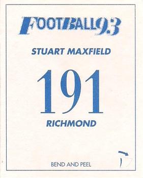 1993 Select AFL Stickers #191 Stuart Maxfield Back